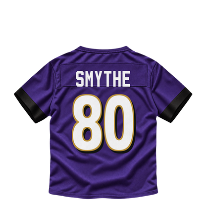 Baltimore Ravens jersey keychain — Durham Smythe #80. Exact saved player artwork preview.