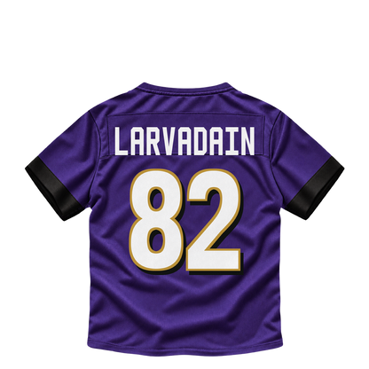 Baltimore Ravens jersey keychain — Gage Larvadain #82. Exact saved player artwork preview.