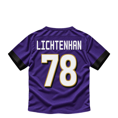 Baltimore Ravens jersey keychain — Gerad Lichtenhan #78. Exact saved player artwork preview.
