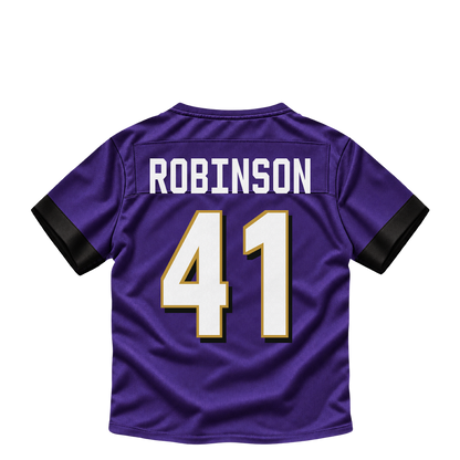 Baltimore Ravens jersey keychain — Jahquez Robinson #41. Exact saved player artwork preview.