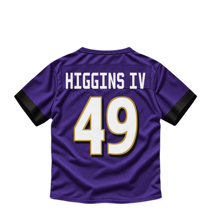 Baltimore Ravens jersey keychain — Jay Higgins IV #49. Exact saved player artwork preview.