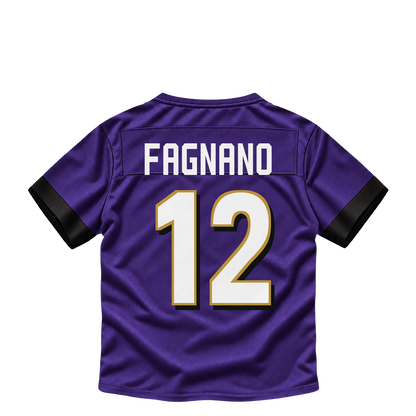 Baltimore Ravens jersey keychain — Joe Fagnano #12. Exact saved player artwork preview.