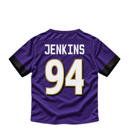 Baltimore Ravens jersey keychain — John Jenkins #94. Exact saved player artwork preview.