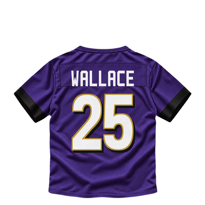 Baltimore Ravens jersey keychain — K'Von Wallace #25. Exact saved player artwork preview.