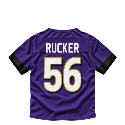 Baltimore Ravens jersey keychain — Kaimon Rucker #56. Exact saved player artwork preview.