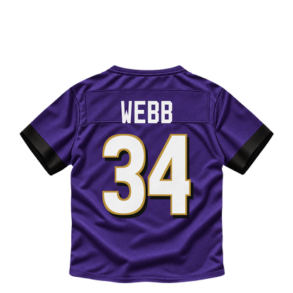 Baltimore Ravens jersey keychain — Lardarius Webb Jr. #34. Exact saved player artwork preview.