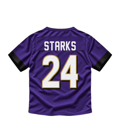Baltimore Ravens jersey keychain — Malaki Starks #24. Exact saved player artwork preview.