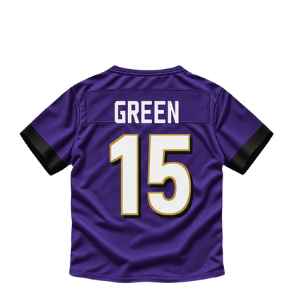 Baltimore Ravens jersey keychain — Mike Green #15. Exact saved player artwork preview.