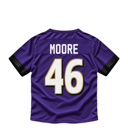 Baltimore Ravens jersey keychain — Nick Moore #46. Exact saved player artwork preview.