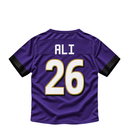 Baltimore Ravens jersey keychain — Rasheen Ali #26. Exact saved player artwork preview.