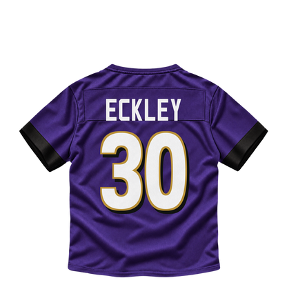 Baltimore Ravens jersey keychain — Ryan Eckley #30. Exact saved player artwork preview.