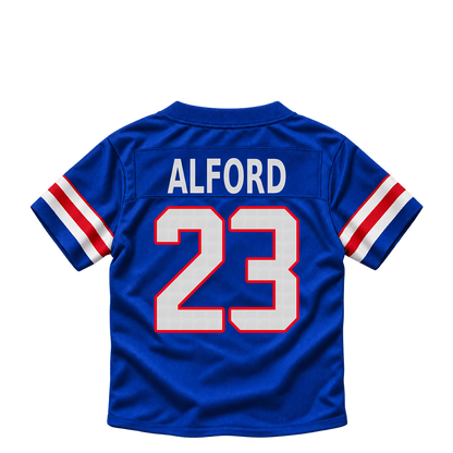 Buffalo Bills jersey keychain — Dee Alford #23. Exact saved player artwork preview.