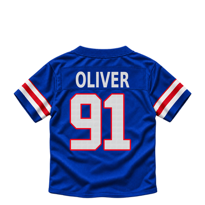 Buffalo Bills jersey keychain — Ed Oliver #91. Exact saved player artwork preview.