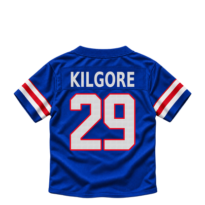 Buffalo Bills jersey keychain — Jalon Kilgore #29. Exact saved player artwork preview.