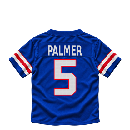 Buffalo Bills jersey keychain — Joshua Palmer #5. Exact saved player artwork preview.