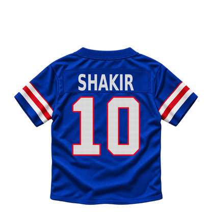 Buffalo Bills jersey keychain — Khalil Shakir #10. Exact saved player artwork preview.