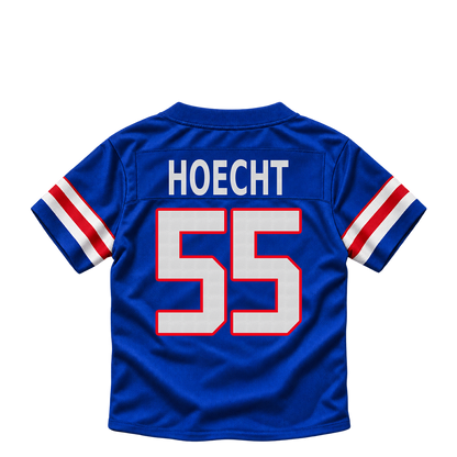 Buffalo Bills jersey keychain — Michael Hoecht #55. Exact saved player artwork preview.