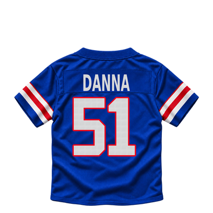 Buffalo Bills jersey keychain — Mike Danna #51. Exact saved player artwork preview.