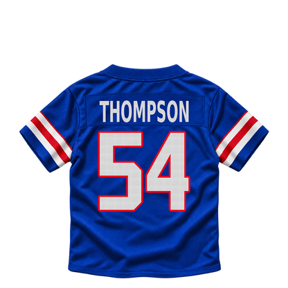 Buffalo Bills jersey keychain — Shaq Thompson #54. Exact saved player artwork preview.