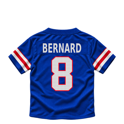 Buffalo Bills jersey keychain — Terrel Bernard #8. Exact saved player artwork preview.