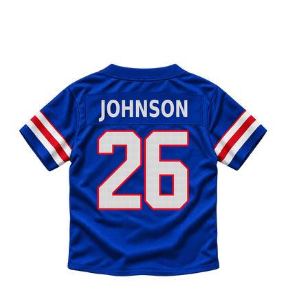 Buffalo Bills jersey keychain — Ty Johnson #26. Exact saved player artwork preview.