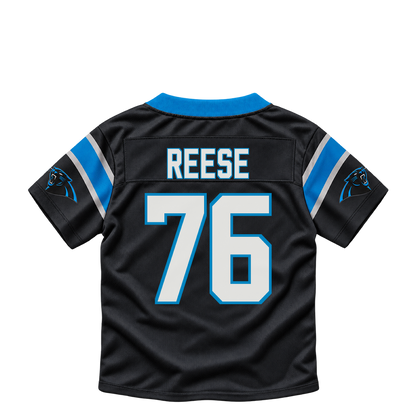 Carolina Panthers jersey keychain — Albert Reese #76. Exact saved player artwork preview.