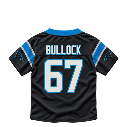 Carolina Panthers jersey keychain — Corey Bullock #67. Exact saved player artwork preview.
