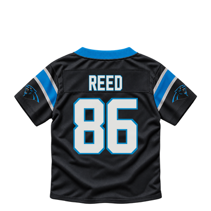Carolina Panthers jersey keychain — Ja'seem Reed #86. Exact saved player artwork preview.