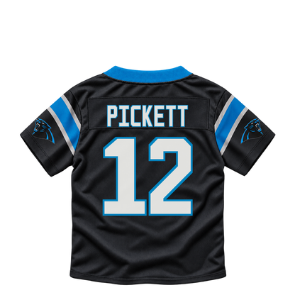 Carolina Panthers jersey keychain — Kenny Pickett #12. Exact saved player artwork preview.