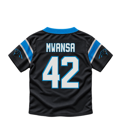 Carolina Panthers jersey keychain — Mapalo Mwansa #42. Exact saved player artwork preview.