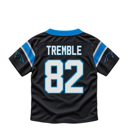 Carolina Panthers jersey keychain — Tommy Tremble #82. Exact saved player artwork preview.