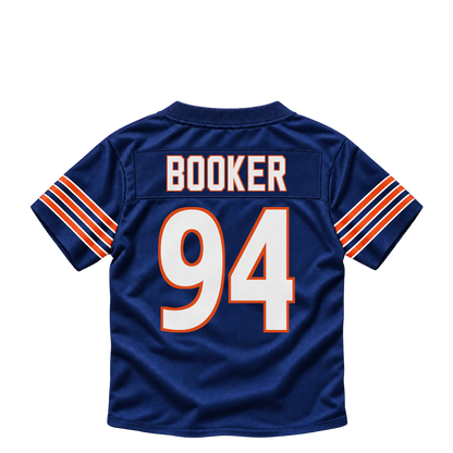 Chicago Bears jersey keychain — Austin Booker #94. Exact saved player artwork preview.