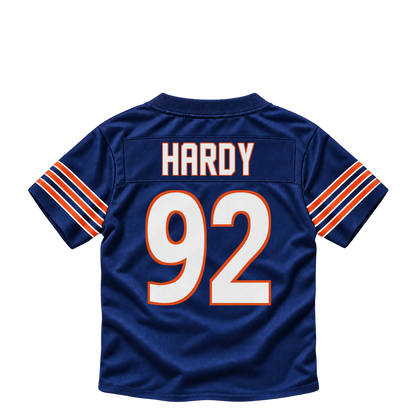 Chicago Bears jersey keychain — Daniel Hardy #92. Exact saved player artwork preview.