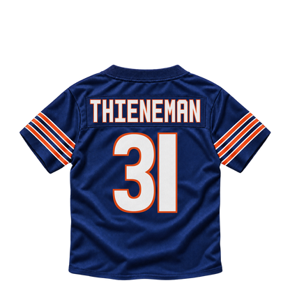 Chicago Bears jersey keychain — Dillon Thieneman #31. Exact saved player artwork preview.