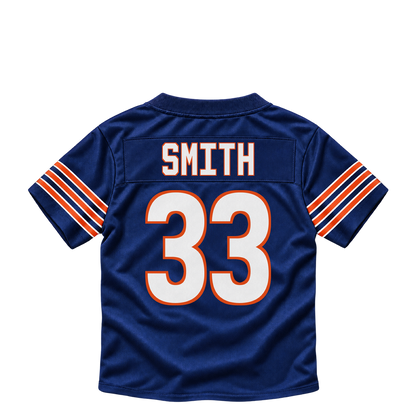 Chicago Bears jersey keychain — Keidron Smith #33. Exact saved player artwork preview.