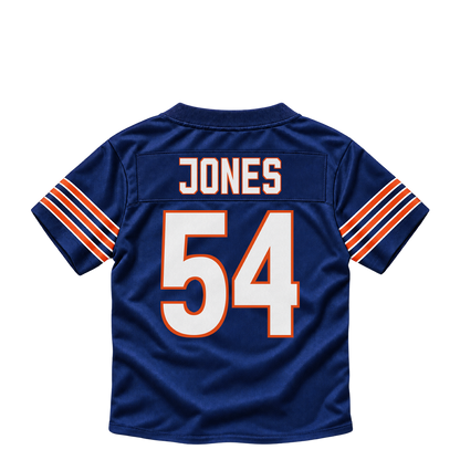 Chicago Bears jersey keychain — Logan Jones #54. Exact saved player artwork preview.