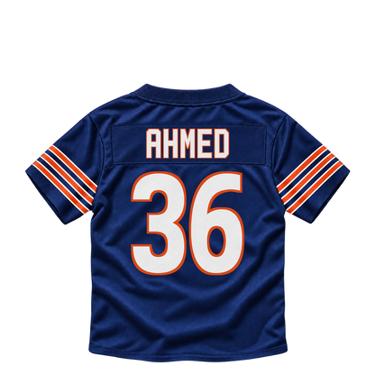Chicago Bears jersey keychain — Salvon Ahmed #36. Exact saved player artwork preview.