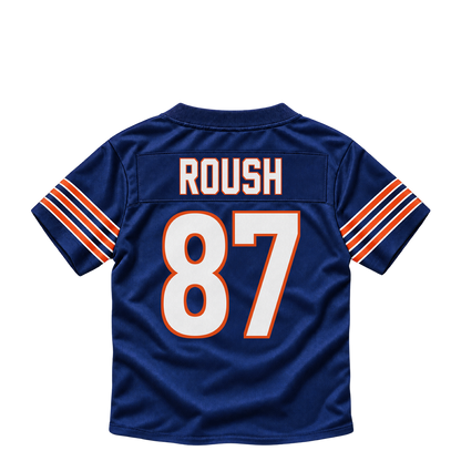 Chicago Bears jersey keychain — Sam Roush #87. Exact saved player artwork preview.