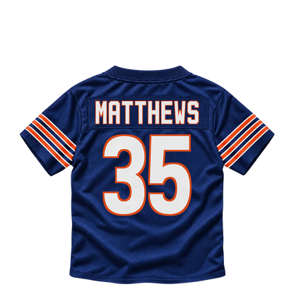 Chicago Bears jersey keychain — Wayne Matthews III #35. Exact saved player artwork preview.