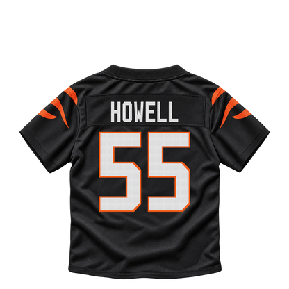 Cincinnati Bengals jersey keychain — Cashius Howell #55. Exact saved player artwork preview.