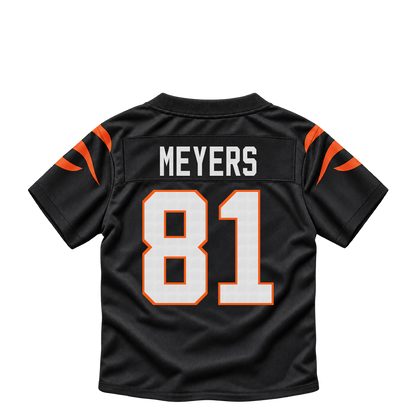Cincinnati Bengals jersey keychain — Dohnte Meyers #81. Exact saved player artwork preview.