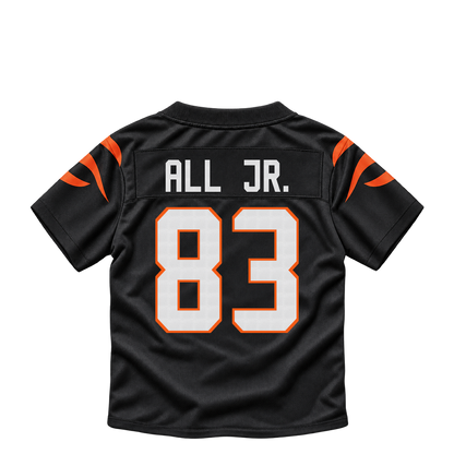 Cincinnati Bengals jersey keychain — Erick All Jr. #83. Exact saved player artwork preview.