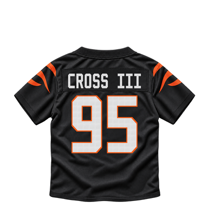 Cincinnati Bengals jersey keychain — Howard Cross III #95. Exact saved player artwork preview.