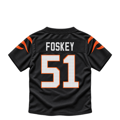 Cincinnati Bengals jersey keychain — Isaiah Foskey #51. Exact saved player artwork preview.