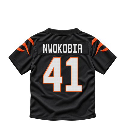 Cincinnati Bengals jersey keychain — Isaiah Nwokobia #41. Exact saved player artwork preview.