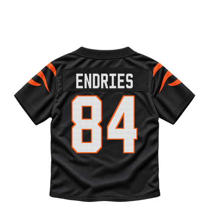 Cincinnati Bengals jersey keychain — Jack Endries #84. Exact saved player artwork preview.