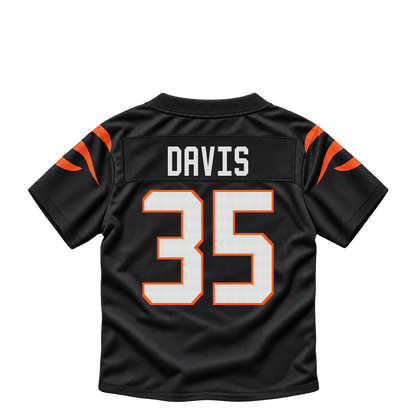 Cincinnati Bengals jersey keychain — Jalen Davis #35. Exact saved player artwork preview.
