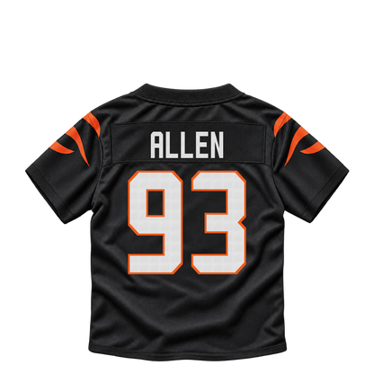 Cincinnati Bengals jersey keychain — Jonathan Allen #93. Exact saved player artwork preview.