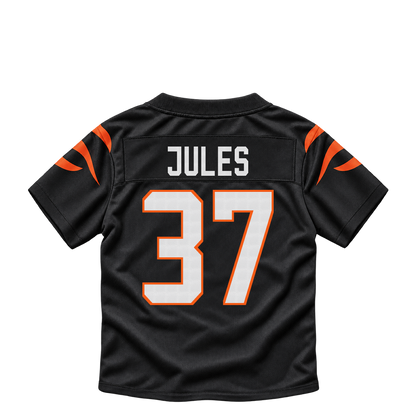 Cincinnati Bengals jersey keychain — PJ Jules #37. Exact saved player artwork preview.