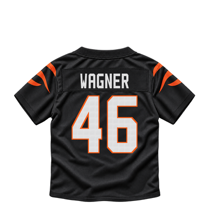 Cincinnati Bengals jersey keychain — William Wagner #46. Exact saved player artwork preview.